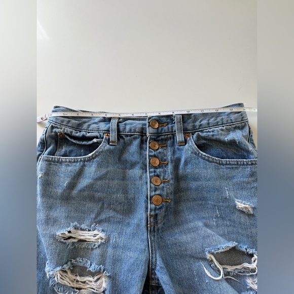 Free People-We the Free-High Rise-Distressed-Button Fly-Jeans-Denim-Crop-Sz 28 - Picture 9 of 9